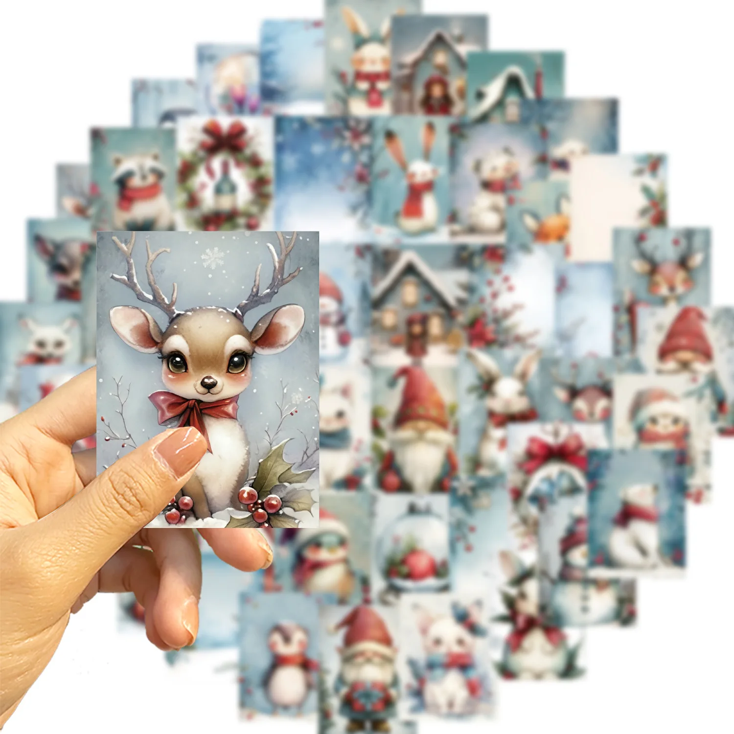 50/100/150Pcs Cartoon Snowman Vinyl Stickers Waterproof Reusable Decals for Guitar Notebook Suitcase Pen Holder Stationery Box