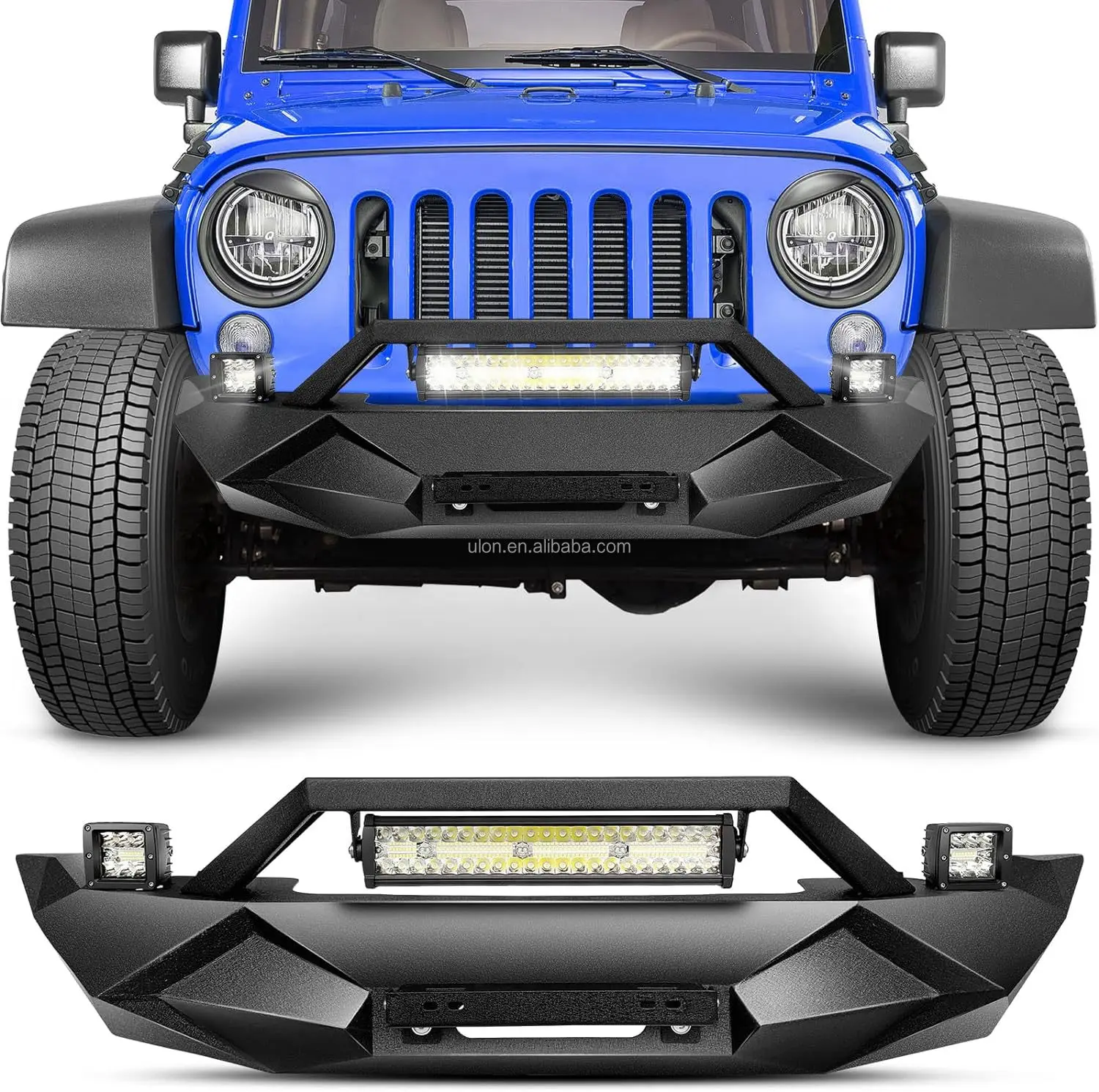 Factory Price OEM Front Bumper Fit 2007-2023 Jeep Wrangler JK JL JT Gladiator Bumper with Winch Plate and License Plate Frame