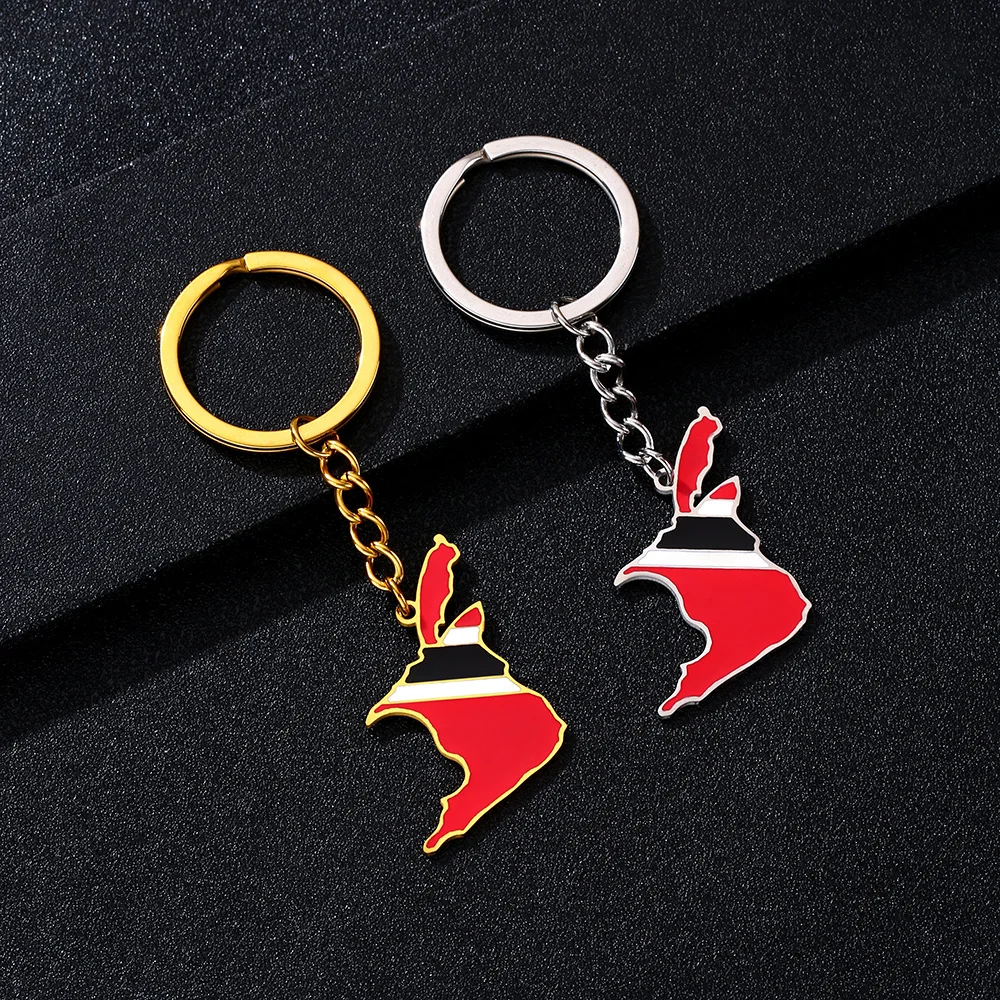 New fashionable stainless steel Trinidad and Tobago oil-dripping keychain, versatile and stylish ethnic style key chain pendant