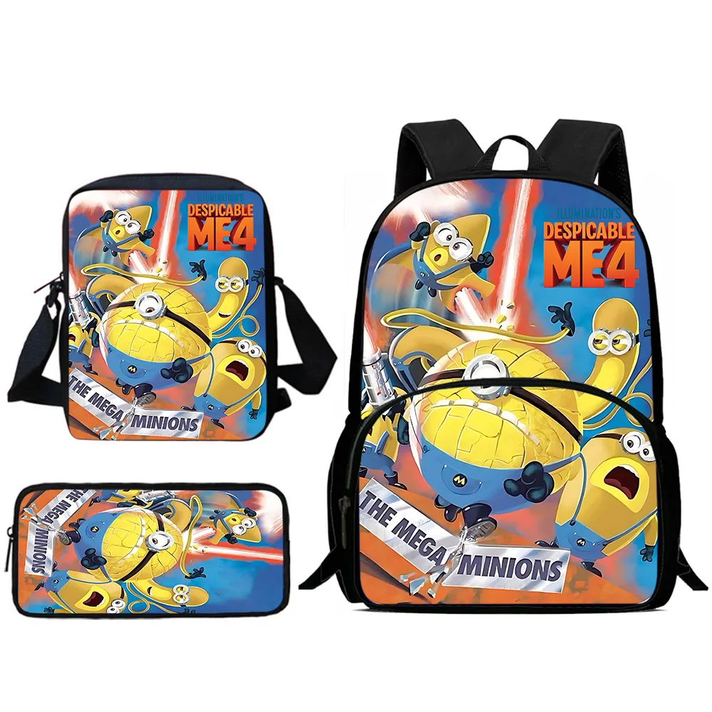

Child Backpack Shoulder Bag Pencil Case Pupil Cartoon Movie M-Minions M-Me 4 Large Capacity School Bags for Boys Girls Best Gift