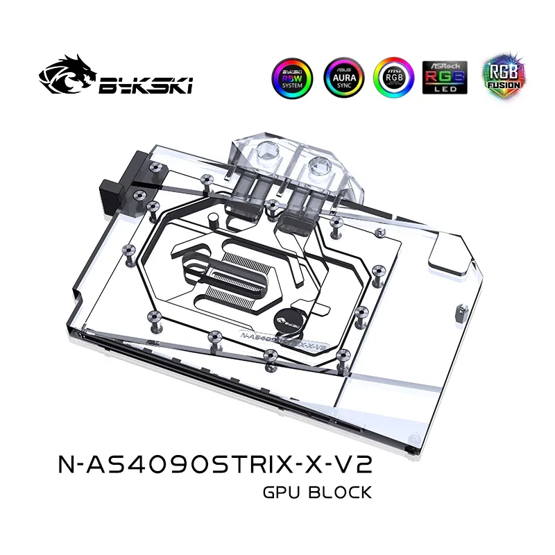 Bykski N-AS4090STRIX-X-V2 ASUS ROG RTX4090 Watercooler For Strix / TUF 4090 GPU Water Block + Aluminum Backplate, RGB/ARGB