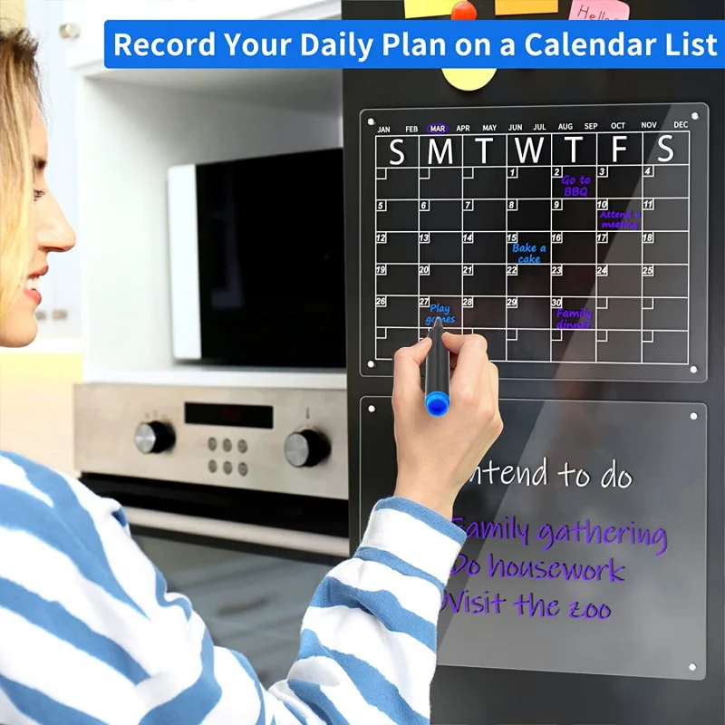 Magnetic Fridge Calendar for Home School Office Planner Daily Weekly Monthly Schedule Board Dry Erase Board