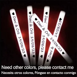 60/100/500Pcs LED Glow Sticks Personalized Glow Foam Sticks Custom Dark Flashing Light Up Sticks Match Birthday Wedding Party