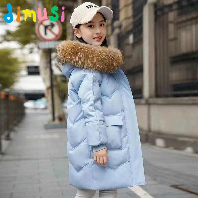 Winter Kids Coat Outdoor Casual Leisure Thickened Girls' Medium Long Cotton Padded Coat Fashion Warm Coat Children's Clothing