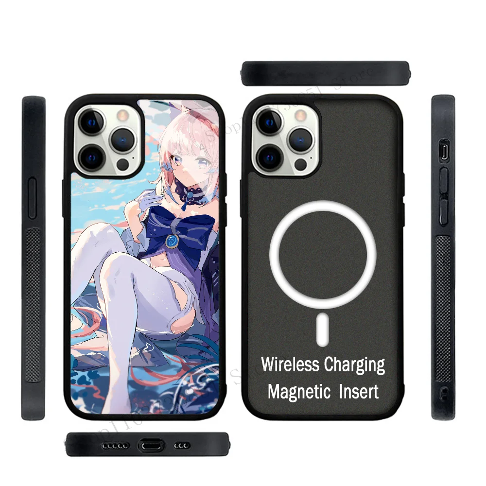 Anime Genshin Impact Sangonomiya Kokomi Phone Case Strong Magnetic For IPhone 15 14 13 Pro Max 11 12 Mini Alex Mirror For