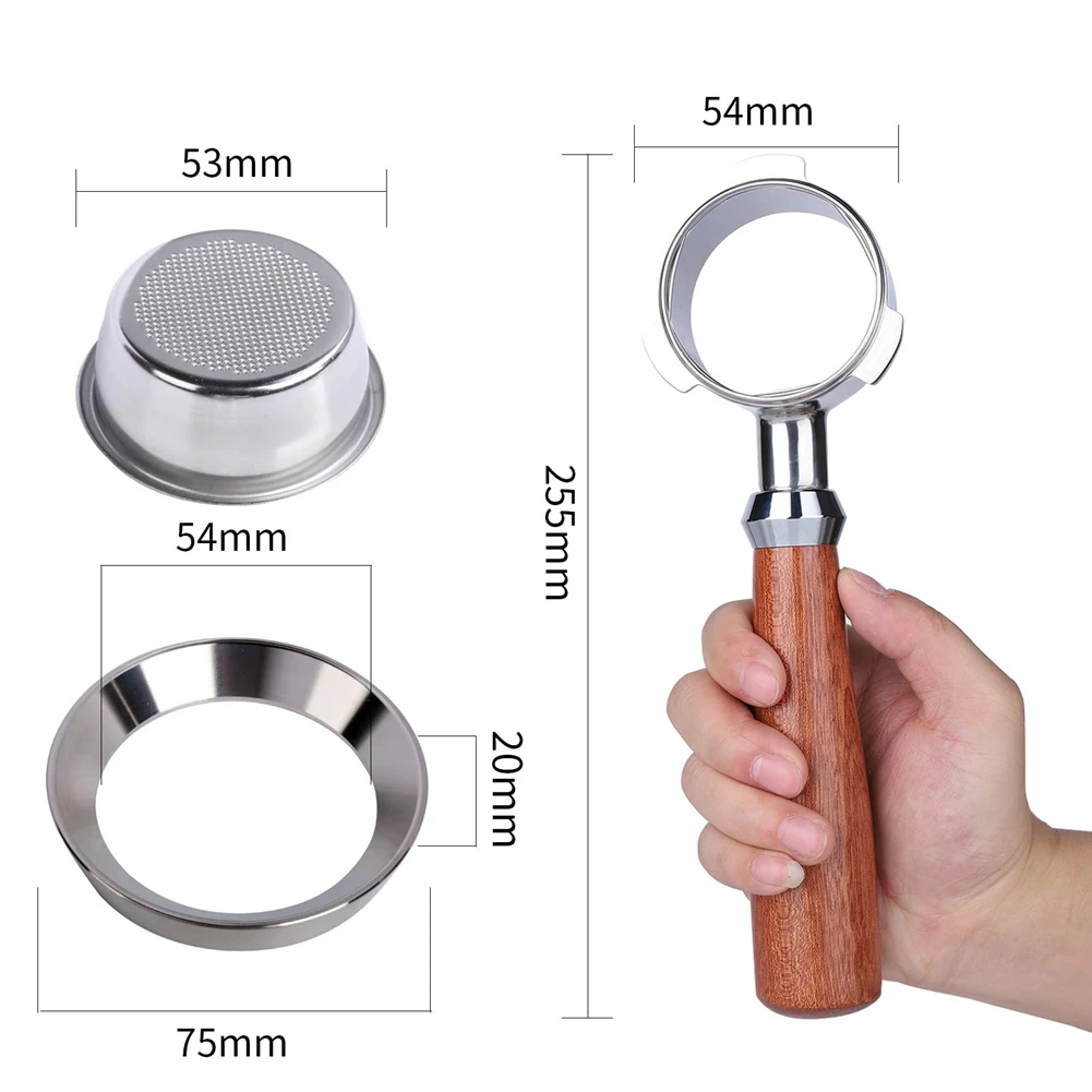 54mm Bottomless Portafilter and Dosing Funnel for Express, Stainless Steel Espresso Accessories