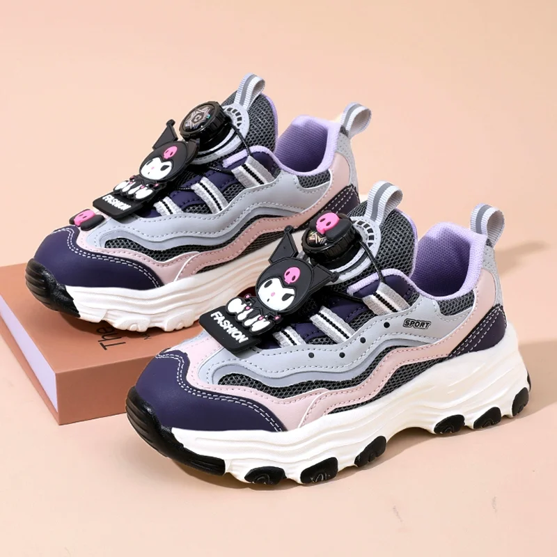 Girls' Sports kids shoes Spring 2024 new plus size purple Children's Mesh Big Girl Casual Kuromi children