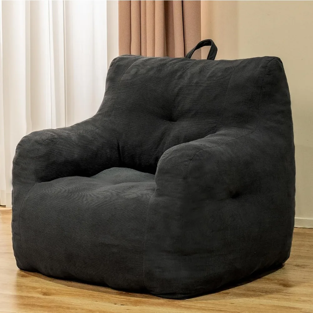 Fluffy and Comfy Bean Bag Chair with Filler, Bean Bag Sofa Chair for Reading, Gaming, Stuffed High-Density Foam