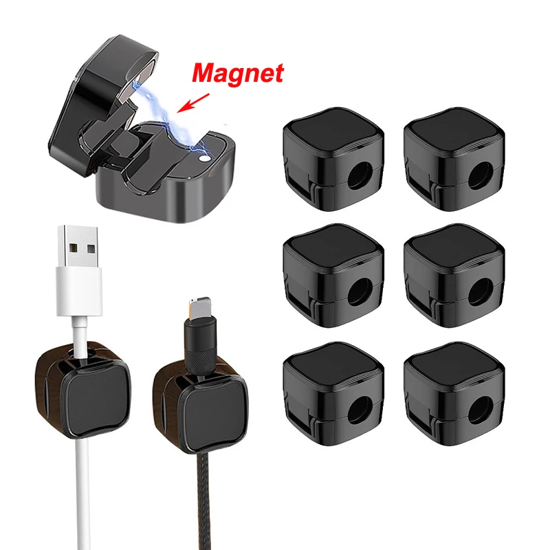 Cable Organizer Magnetic Self Adhesive Wire Management Cables Clips Cord Holder Desk Wires Keeper Holder