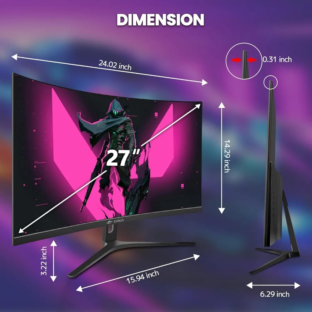 27 Inch Gaming Monitor,Full HD(1920x1080P) Panel 1800R 240Hz Refresh Rate Computer Monitor