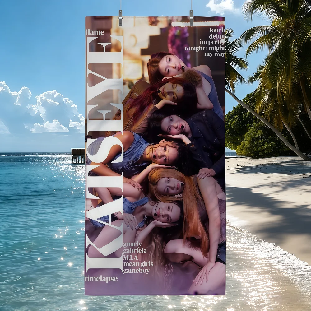 Girl group K-KatseyeS Towel Sports Quick Dry Travel Camping Sandproof Soft Light Large Beach Towel