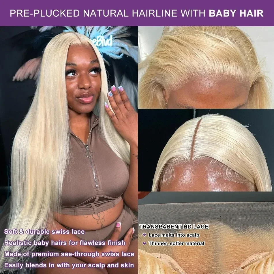 شقراء 13x4 الدانتيل أمامي كامل 613 خصلات الشعر المستعار الإنسان 100% جودة الشعر البشري 180% الكثافة الفتيات الجميلات يرتدي الباروكات رائعة