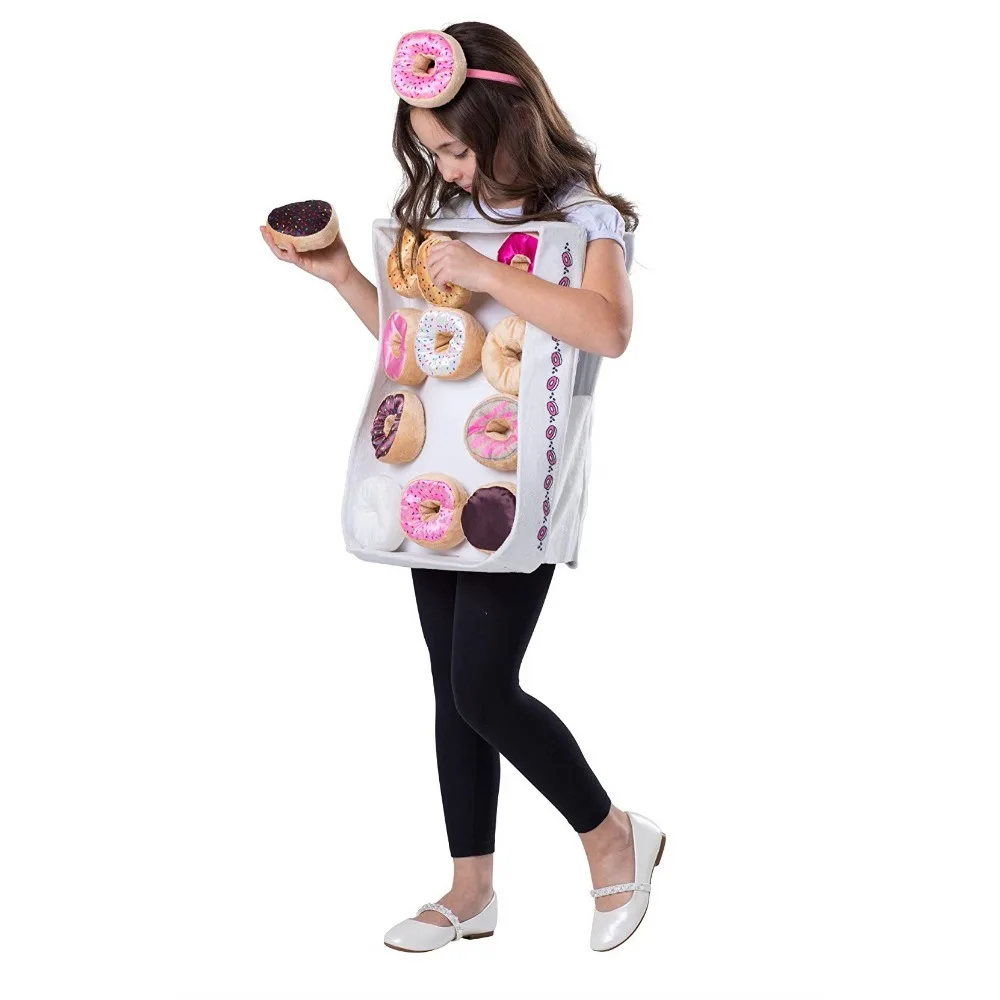 Doughnut Box Costume for Girls Boys Donut Costume Set Adorable Tunic and Headband Theatre Dress Up Cosplay Carnival Party Outfit