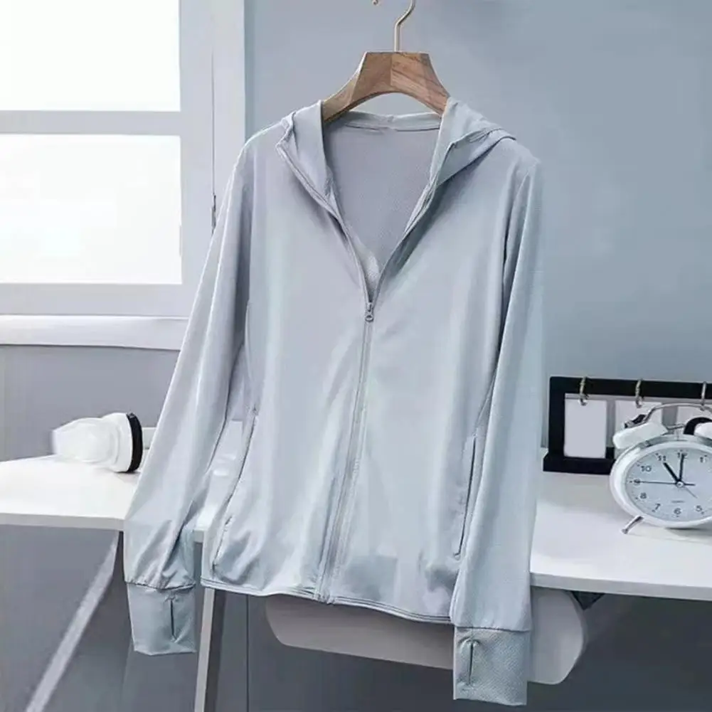 Summer Ice Silk Sunscreen Coat Clothing Women'S Solid Color Ultra-Thin Breathable Quick-Drying Outdoor Waterproof Hooded Jacket