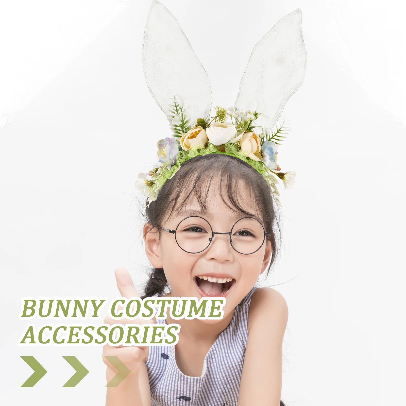 

Bunny Ears Rabbit Ear Headpiece Flower Decor Adjustable Size Lightweight Comfortable Design Cosplay Accessories Silk Cloth
