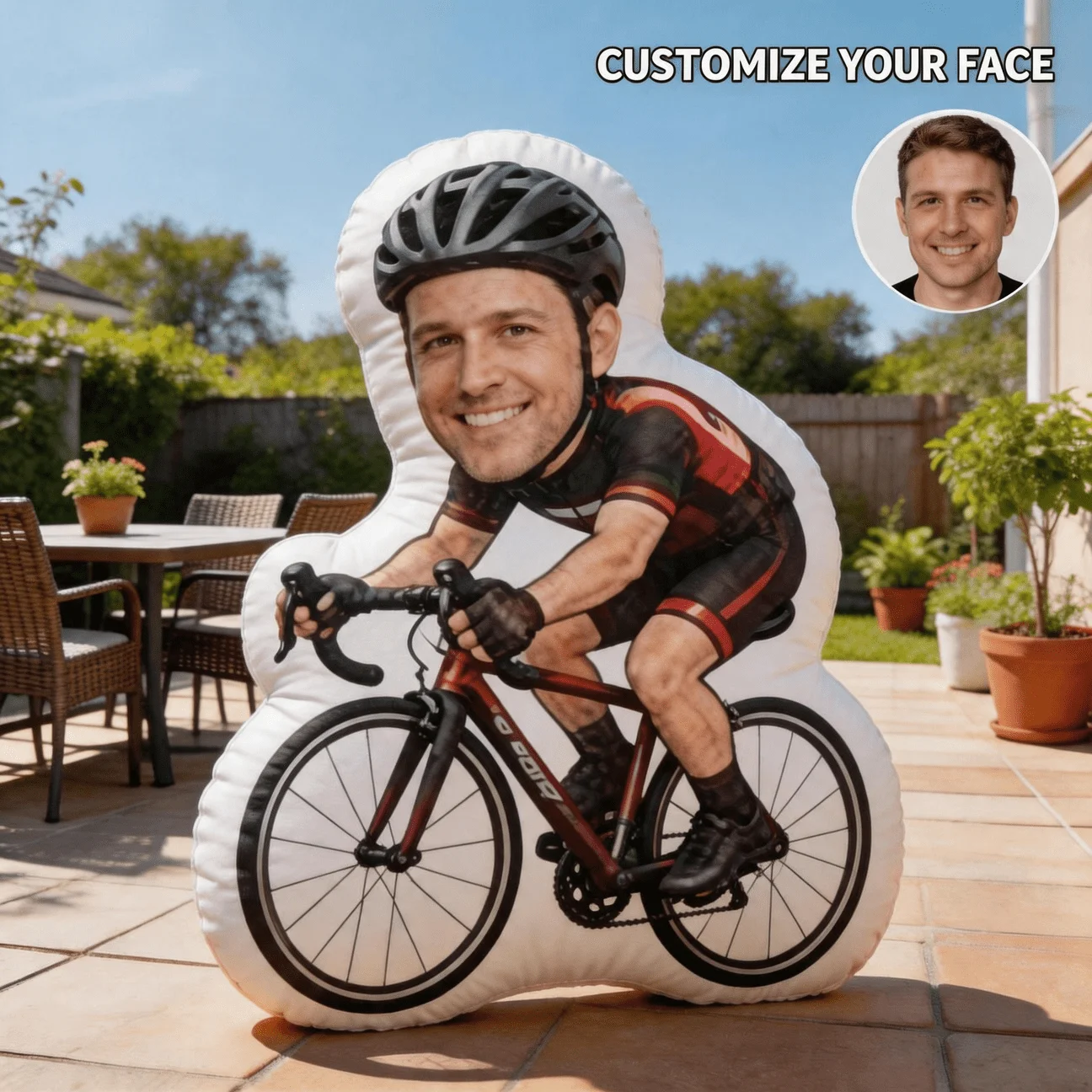 Custom Photo Face Pillow Cycling Lover Personalized Shape Decorative Cushion Multi Size Home Throw Pillow Sofa Bedroom Cute Gift