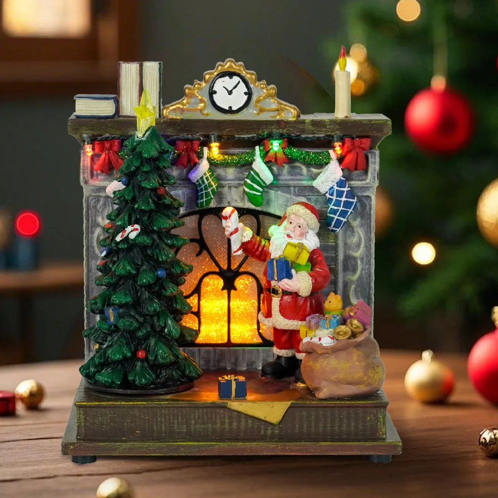 Christmas creative ornaments fireplace music house Christmas decoration gifts children's gifts