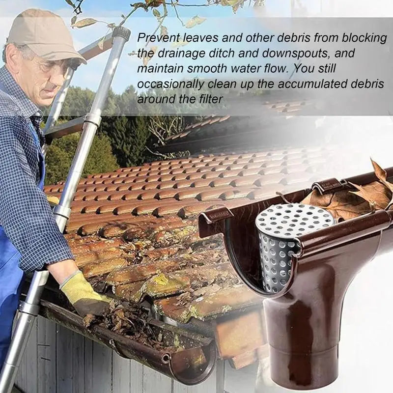 Gutter Downspout Guards Filter Strainer Gutter Protector Cleaner 304 Stainless Steel Filter Strainer Roof Anti-Blocking Drain