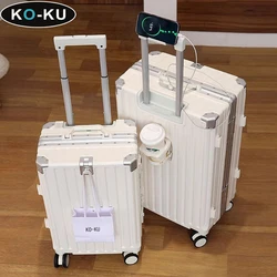 KO-KU Multifunctional Luggage Female Trolley Case Male Aluminium Frame USB Large Capacity 30-inch Suitcase 20-inch Boarding Box