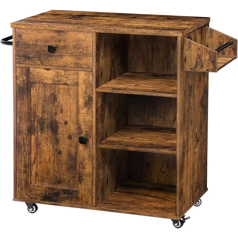 

Kitchen Island, Storage Cabinet with Drawer, Kitchen Cart with Spice and Towel Rack, Saving Space, Easy Assembly