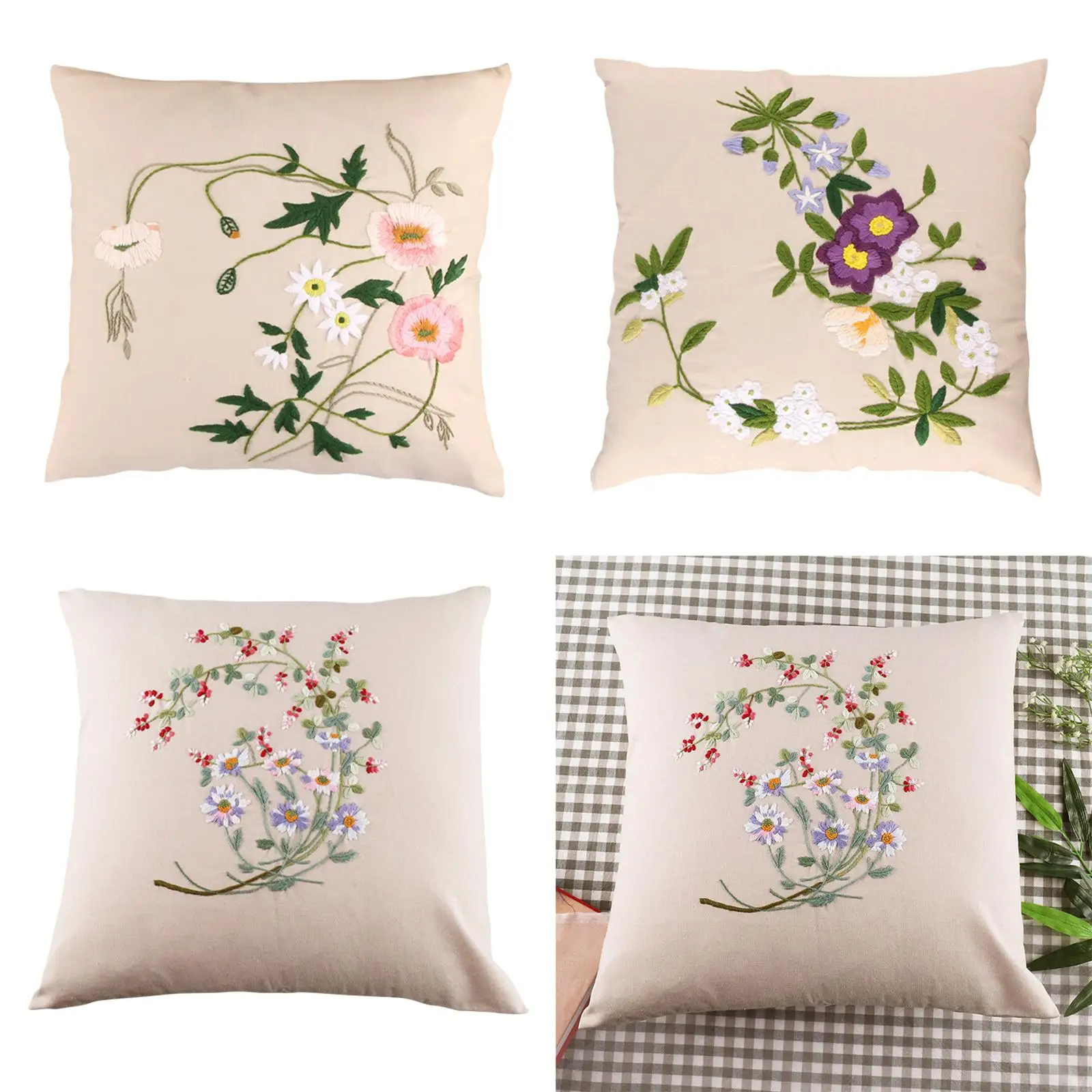 Modern Pillow Cover Cross Stitch Embroidery Pillowcase Needlework Decor