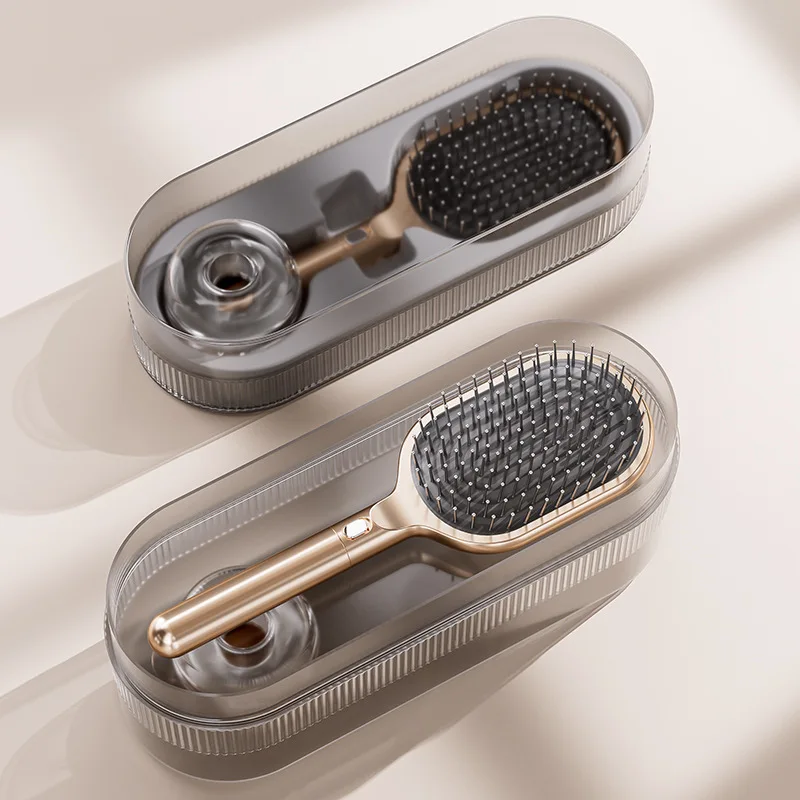 

High-End Women's Long Air Bag Styling Comb Steel Needle and Cushion Massage Brush with base and storage box