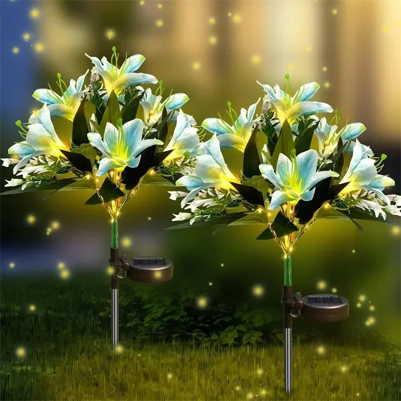 

Solar Garden Lights Outdoor Waterproof Decorative,Lawn light LED Lily Flower Solar Flower Lights or Pathway Lawn Decor Light