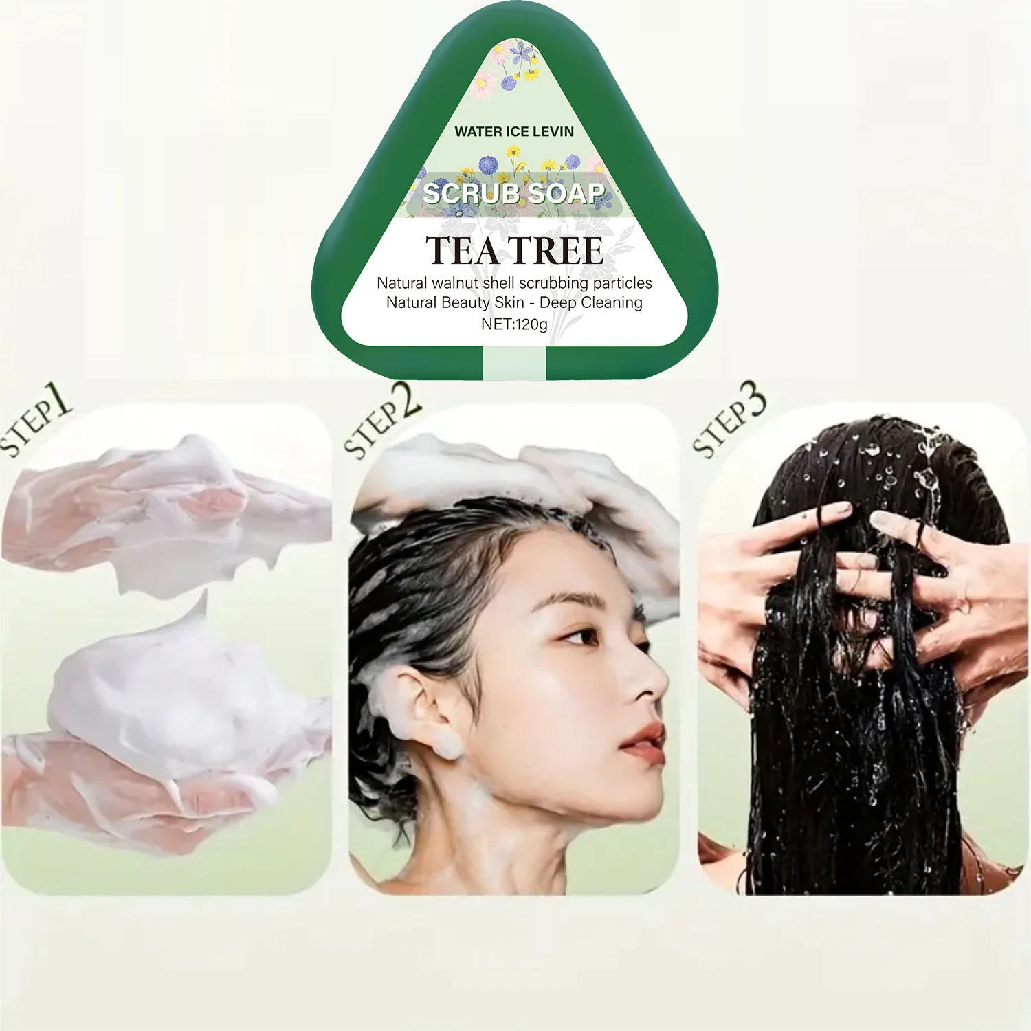 Tea Tree Scrub Soap with Natural Walnut Shell Particles for Deep Cleaning & Natural Beauty Skin Care.