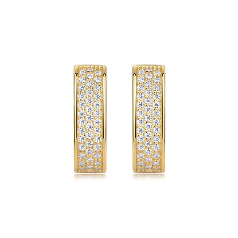 ZFSILVER S925 Silver Korean Fashion Trendy Moissanite Gold Green Rectangle Earring Jewelry For Women Match-all Girl Gifts E14881