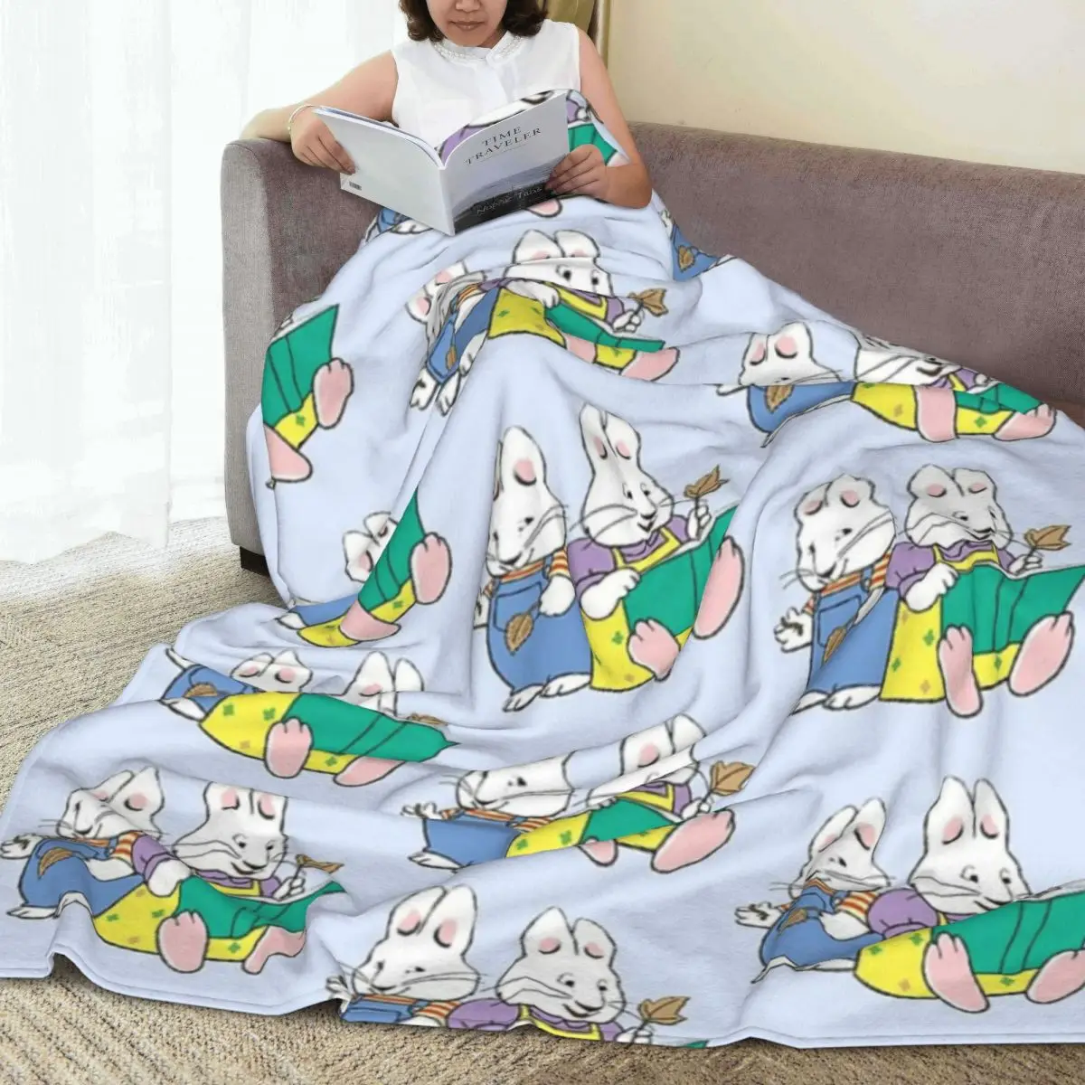 Throw Blanket Max And Ruby 2 Micro Fleece Blanket Four Sizes Cute Warm For Living Room AntiPilling Blanket