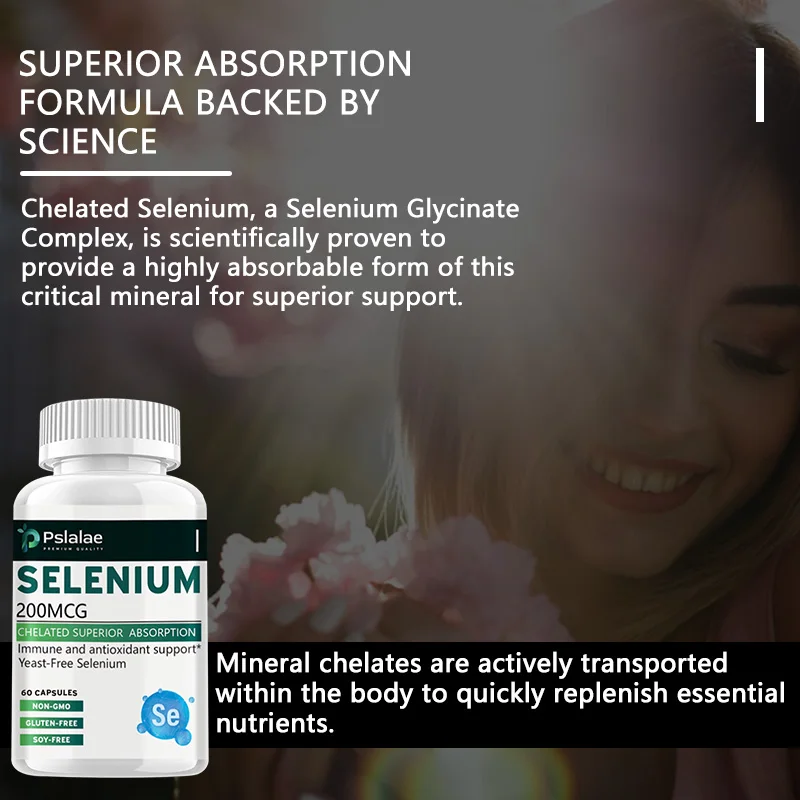 Selenium 200mcg - for Heart, Bone & Immune Health, Thyroid Support - Non-GMO