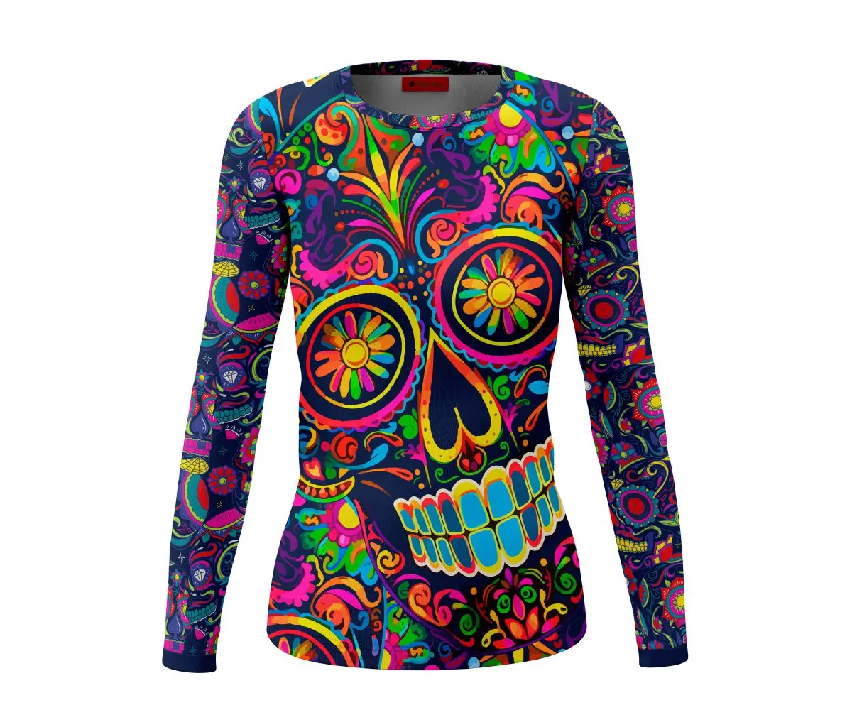 2024 Women\'s Classic Mexican Day of the Dead Series Irregular Printed Long Sleeve T-Shirt Ladies Loose T-Shirt Tops T-Shirt