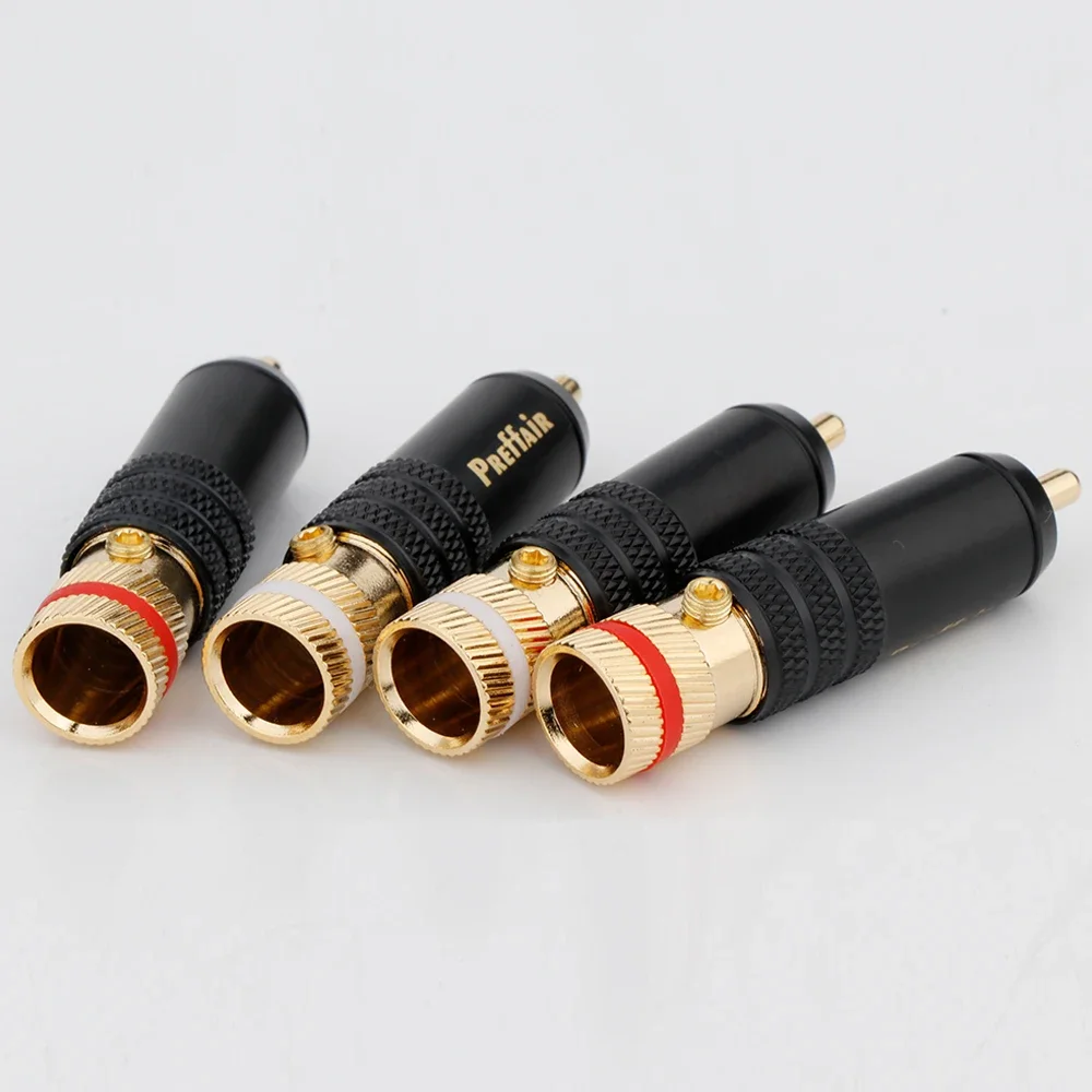 Preffair Gold Plated Copper RCA Plug Durable RCA Connector Screws Soldering Locking Audio Video plug
