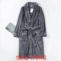 Autumn Winter Men Flannel 12XL 8XL Bust 155cm Warm Plus Size Sleepwear Pajama 165KG