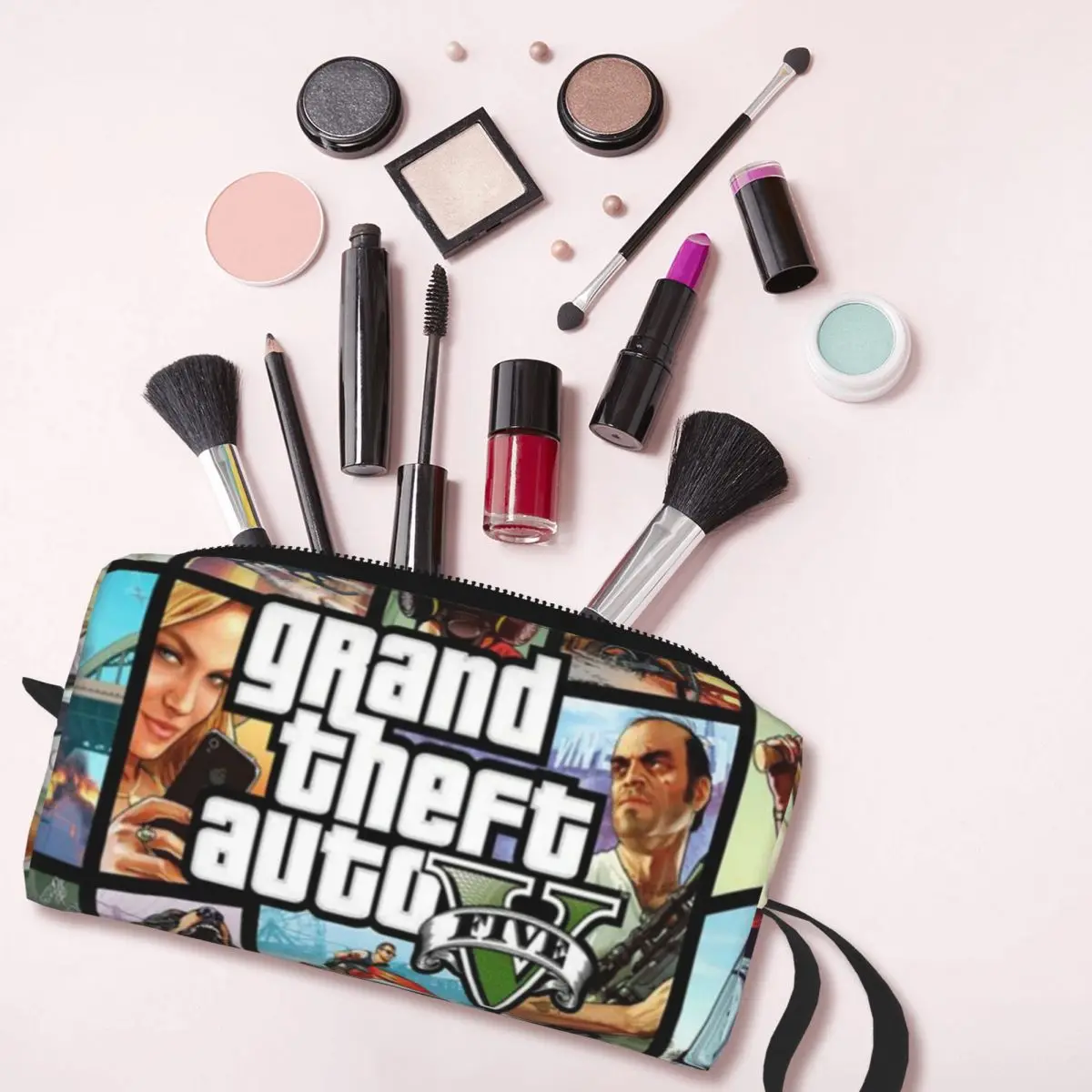 Custom Adventure Game Grand Theft Auto Toiletry Bag Women GTA Cosmetic Makeup Organizer Ladies Beauty Storage Dopp Kit Box