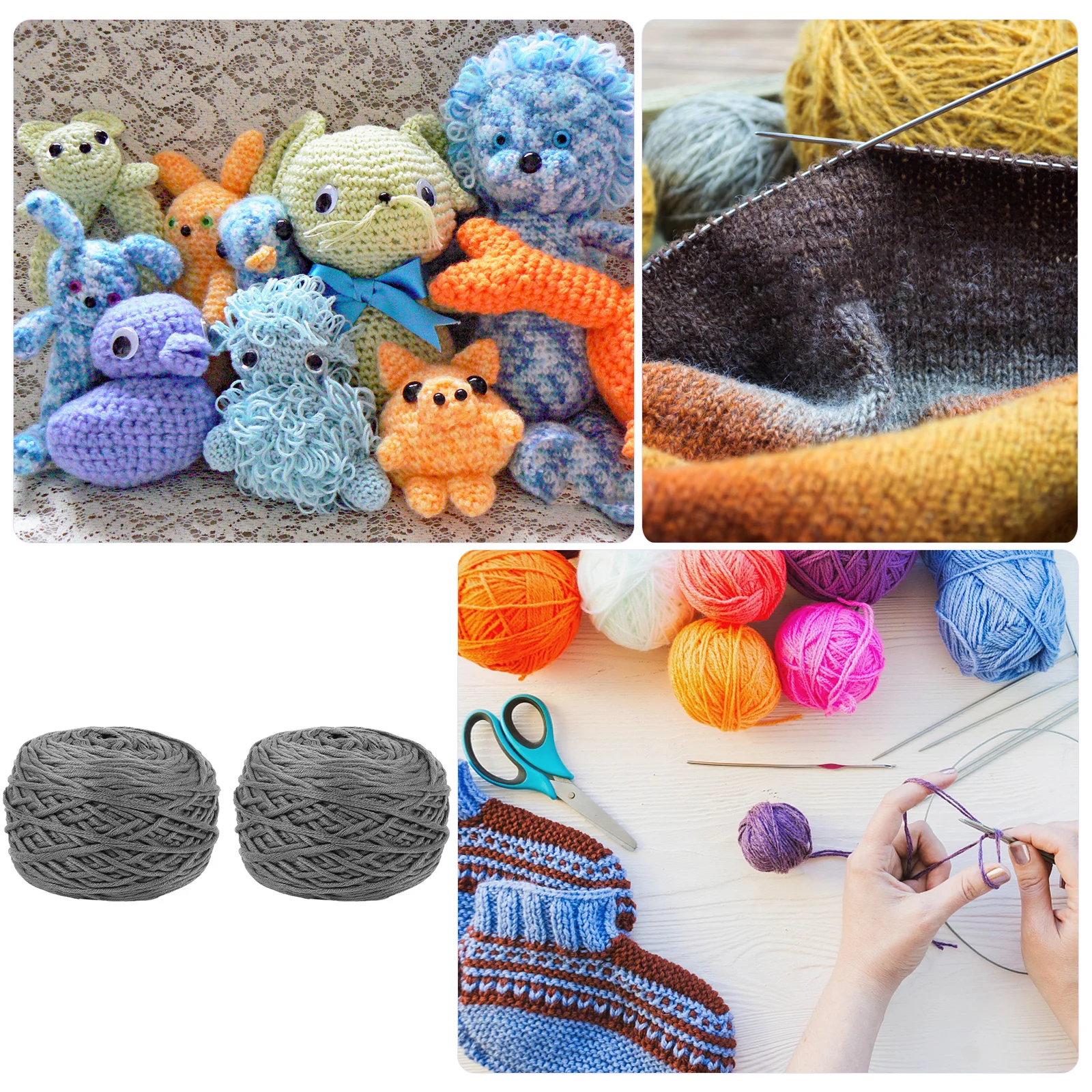 

2Pcs Cotton Yarn Soft Knitting Wool DIY Woven Material 200g Ball Perfect for Clothing Baby Blankets Socks Colored Wool