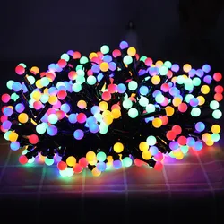 Waterproof LED Holiday Fairy String Light 8 Modes Christmas Round Ball Garden Garland Lights for Party Indoor Outdoor Decor