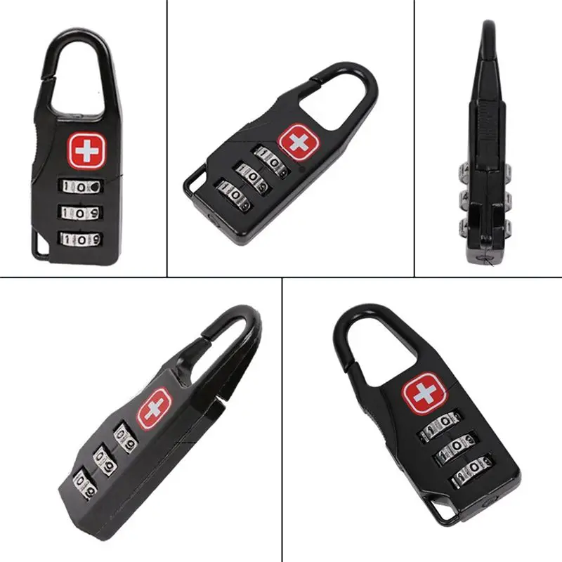 ABUH-10PCS Portable Alloy Lock Padlock Outdoor Travel Luggage Zipper Backpack Handbag Safe Combination Durable Easy T