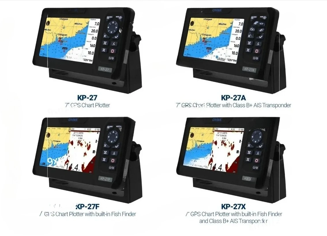 GPS Navigator KP-27A 7-inch Color LCD GPS Chart Plotter with GPS Antenna and Built-in Class B+ AIS Transponder Combo Marine