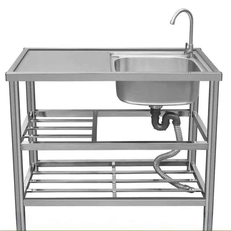 Commercial floor-to-ceiling single-slot stainless steel sink, platform bracket, wash basin, stable vegetable washing simple