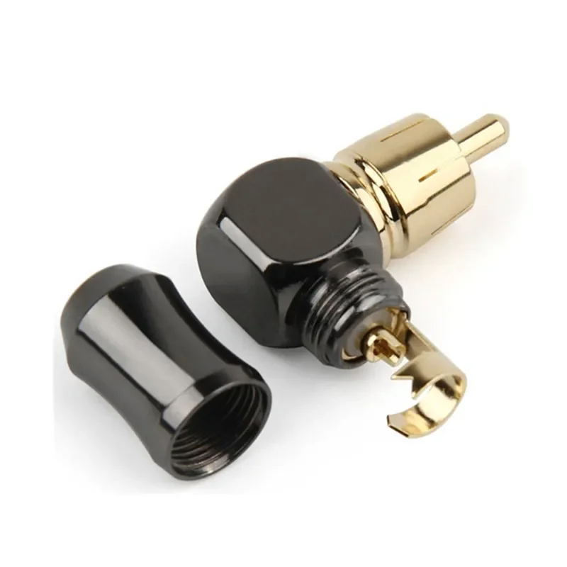 RCA Connector Audio Plug Male L Type 90 Degree Right Angle Elbow Speaker Terminal  Conector For Soldering Video Cable