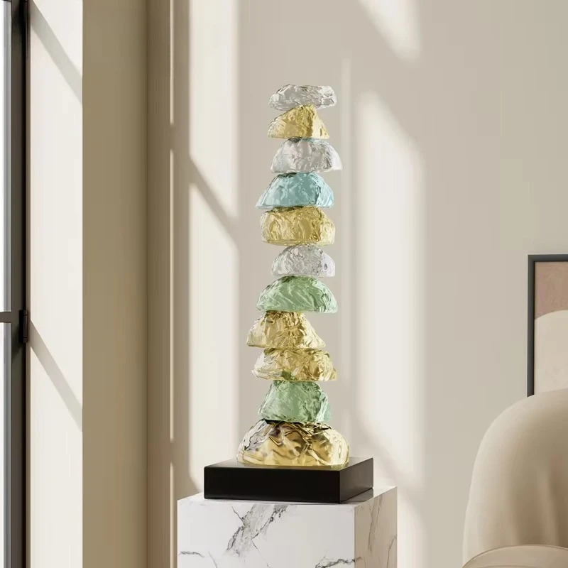 

Transparent time comes and goes, art sculpture floor-to-ceiling ornaments, living room entrance entrance vertical height model