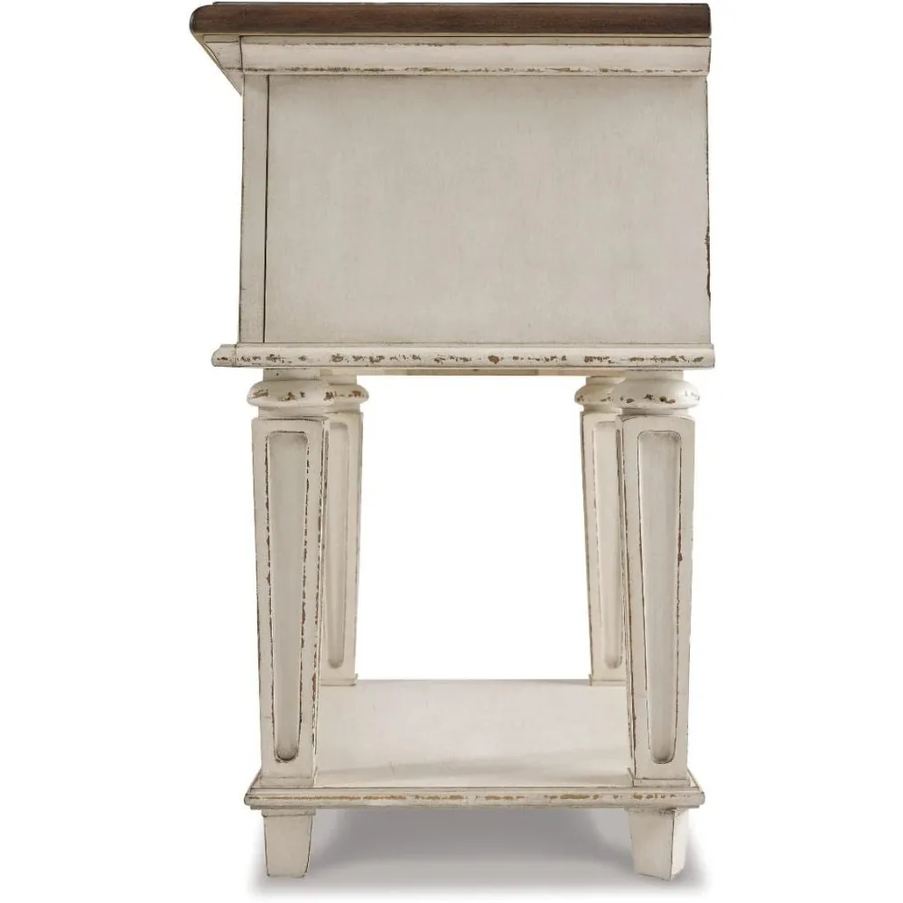 منضدة Ashley Realyn التقليدية على طراز الكوخ مع درج متوافق ورف مفتوح، شيب