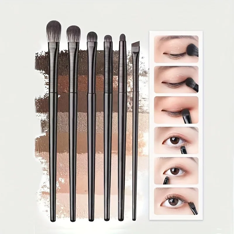 6Pcs Eye Smudge Brush, Fine Soft Makeup Tool, Eyeshadow Brush Set Eyeliner Brush For Blending Eyeshadow Eyeliner, Ideal