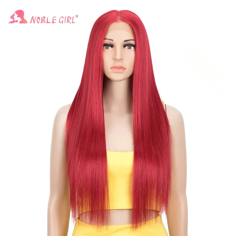 Synthetic Lace Front Wig 28Inch Long Straight Lace Wig Red Wig Women\'s Wig Wig For Black Women Straight Lace Front Wigs