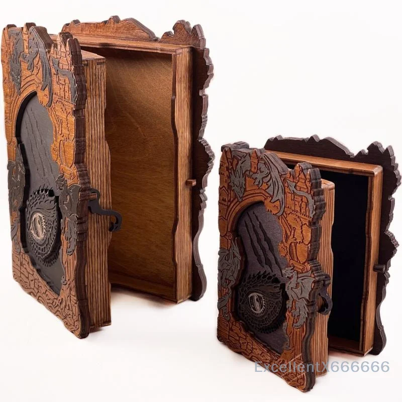

The Grimoire Gift Box.Dragon Storage Box Dragon Pattern Wooden Box Wooden Crafts, Dragon Totem Storage Boxes