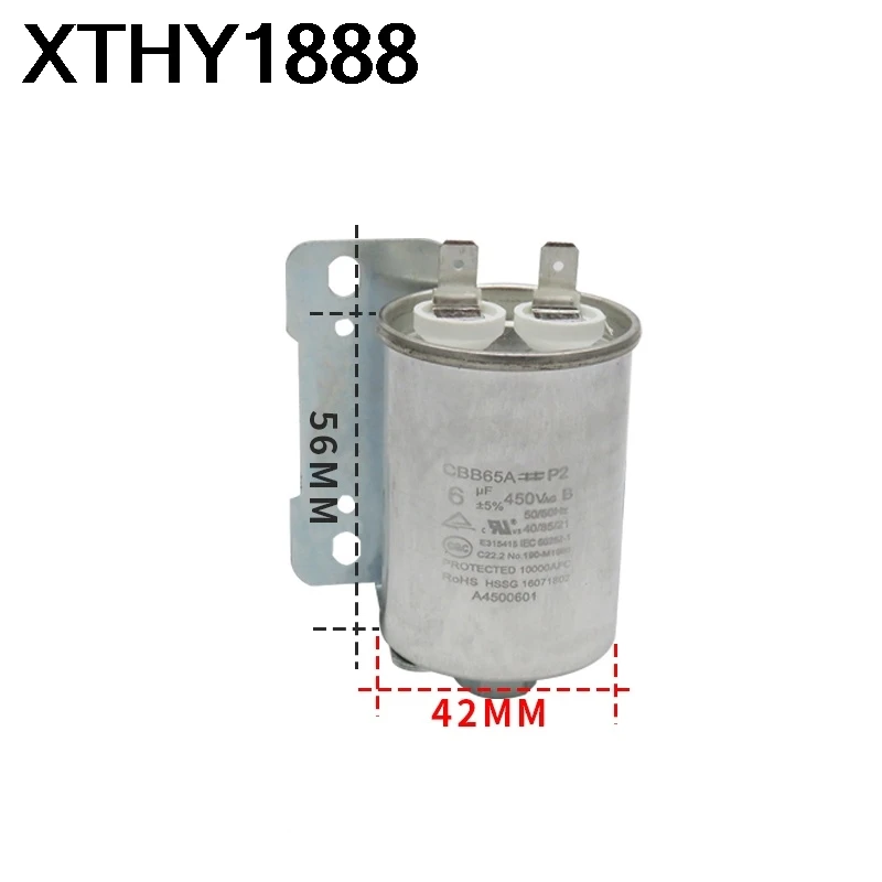 Washing machine capacitor 3UF 6UF 8UF 10UF 11UF 15UF CBB65A-1 starting capacitor Single Insert with Screw