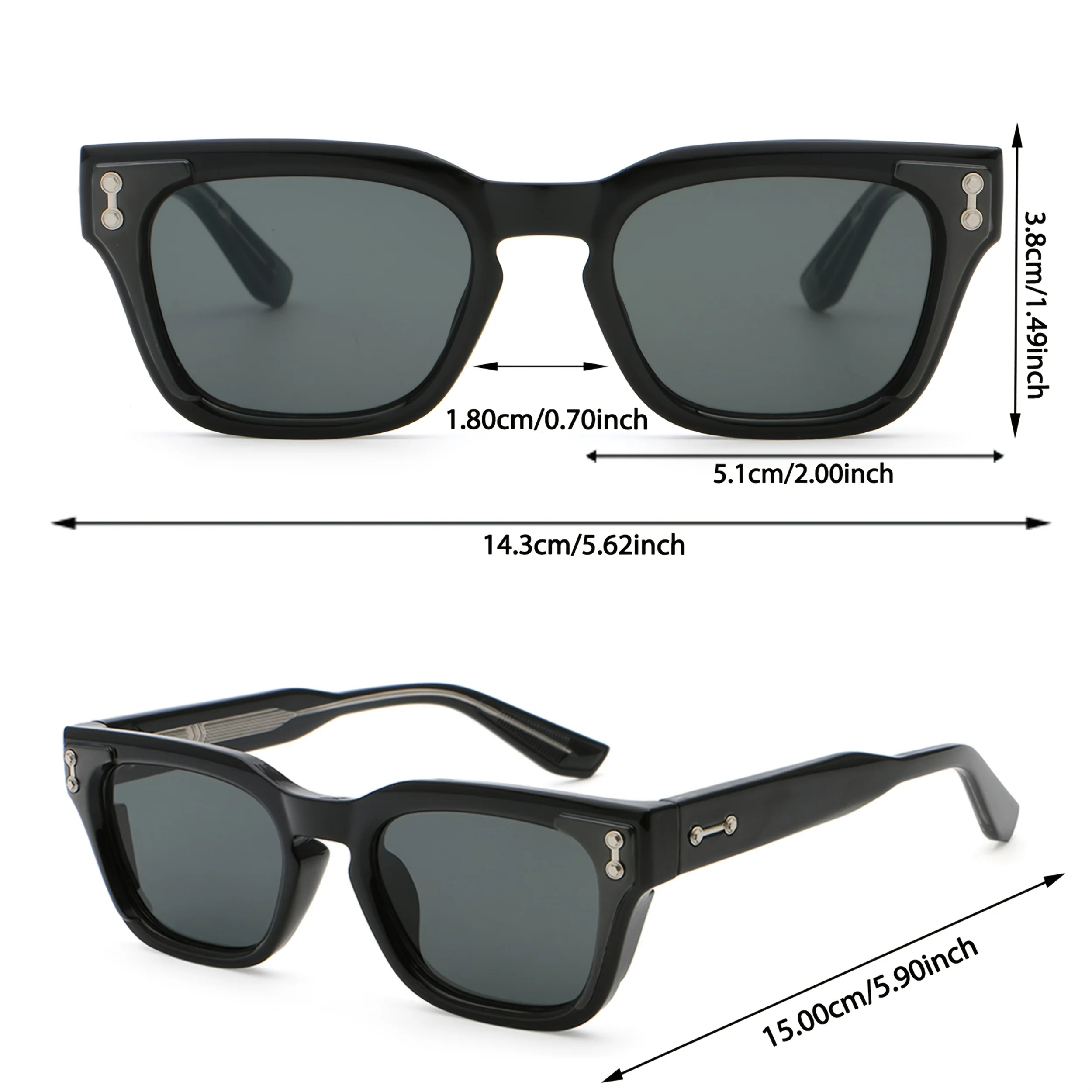Square full-frame glasses, blue decorative lenses, unisex fashion glasses, choice of trendy photo props and gifts, durable materials, fashion style, trendy accessories view 2