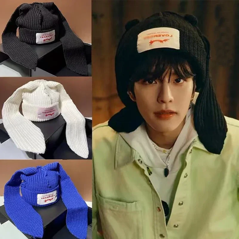 آذان الثعلب الطويلة محبوك قبعة الرجال النساء أرنب الأذن الدافئة الكروشيه بيني Kpop الهيب هوب قبعة الشتاء Skullies قبعة Y2k هدية الكريسماس