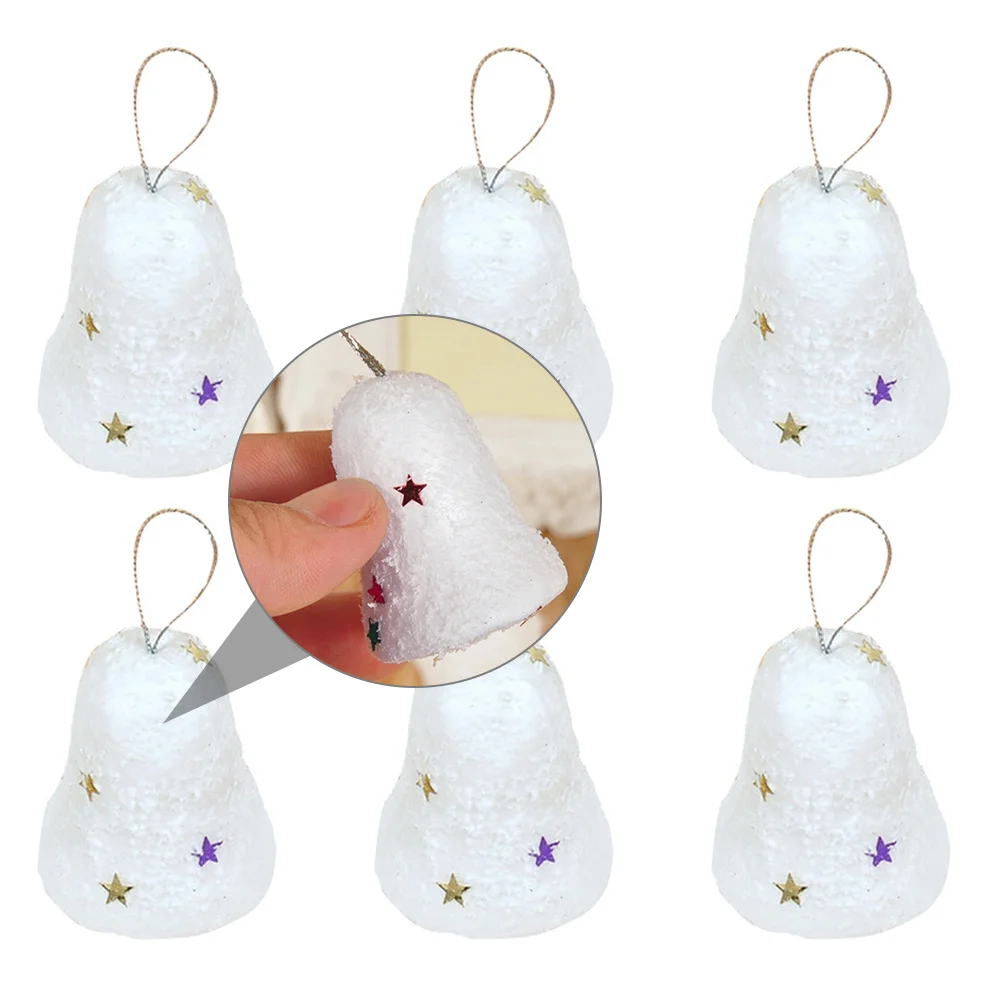 

60Pcs Christmas Hanging Bells White Snow Design Decorative Bell Decor for Christmas Tree Holiday Atmosphere Hanging Bells